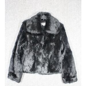 Womens Rabbit Fur Coat Size Small Black Aqua